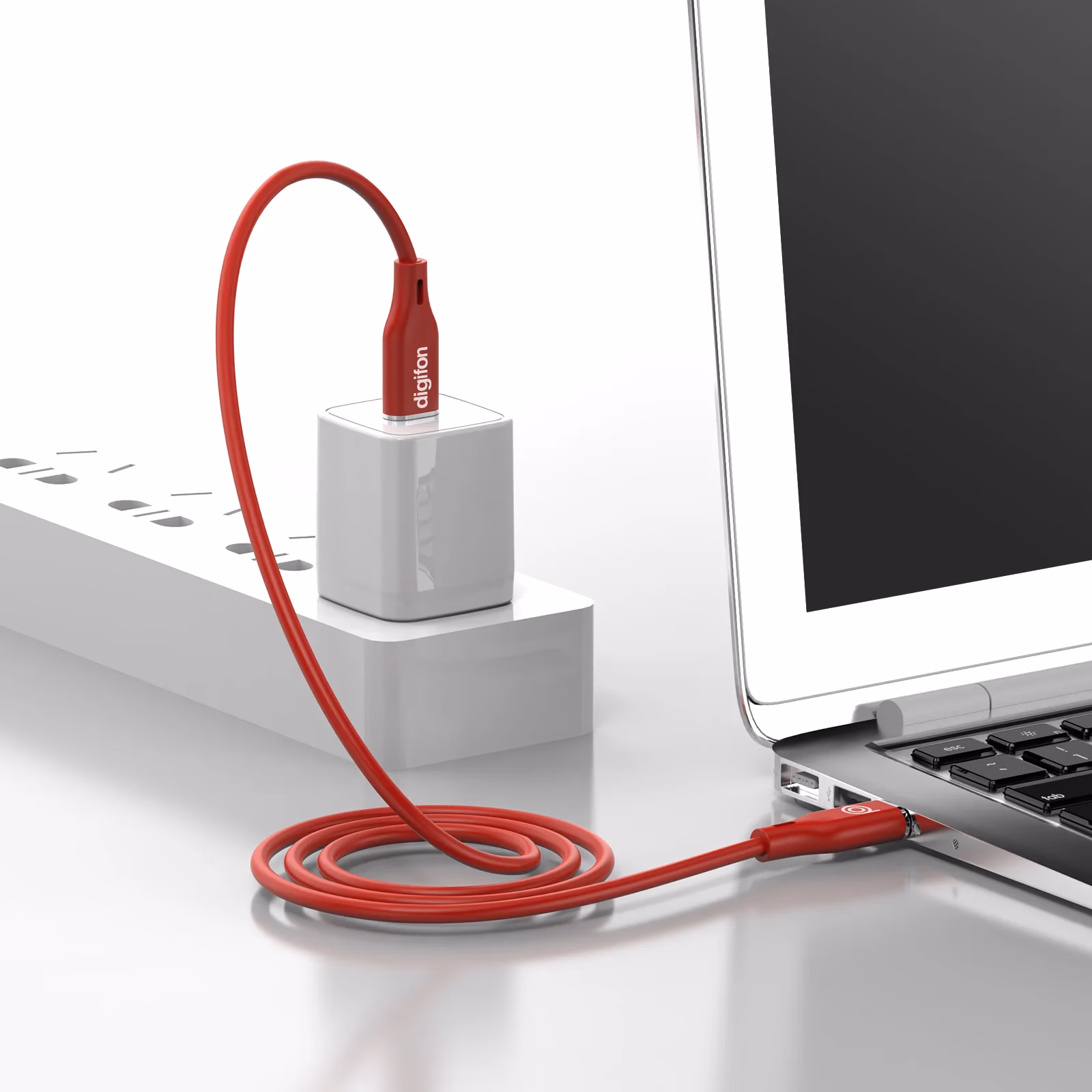 High-speed, Durable 60W Silicone USB C to Type C 1M Cable Red - digifon