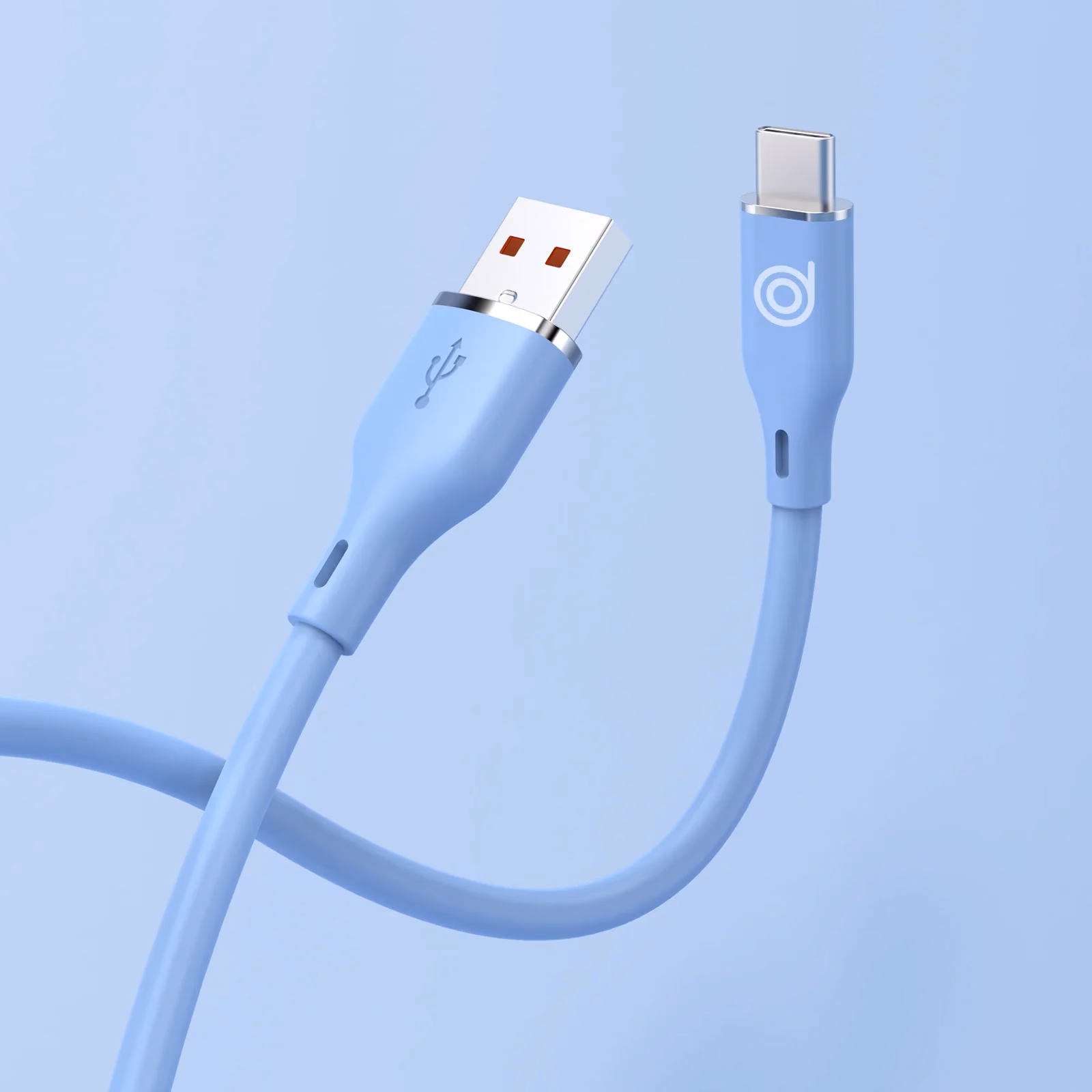 Ultra Durable & Fast Silicone USB A to Type C 1M Cable 15W Blue - digifon
